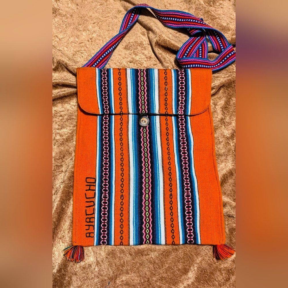 Vibrant Orange Patterned Shoulder Bag - image 1